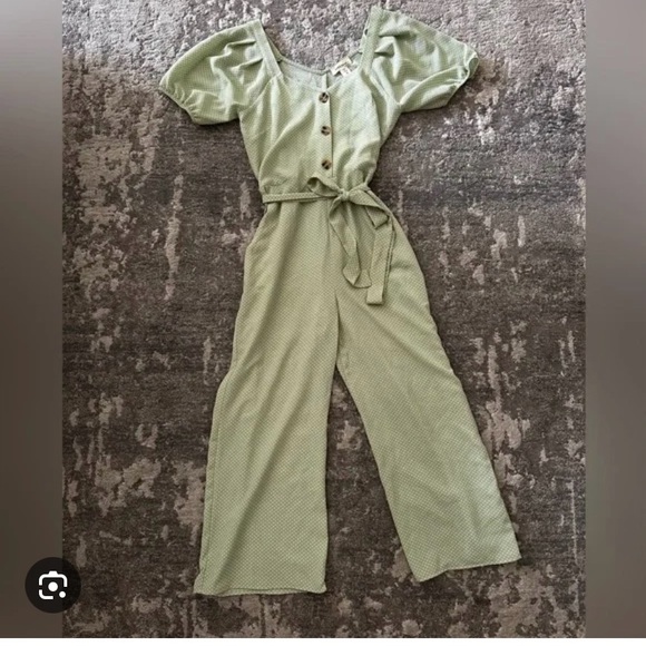 Monteau mint green polka dot jumpsuit romper💚 size L - Picture 6 of 7